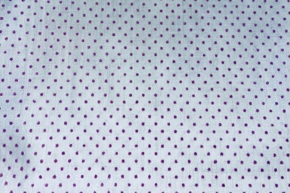 VTG Fuzzy Flocked Pink Dotted Swiss on White Cotton for Dolls Crafting BTFQ