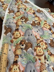 2008 Patty Reed JUNGLE BABIES Cotton Fabric Baby Lion Monkey Giraffe Animals 1YD