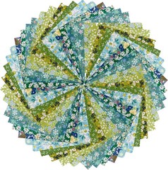 50 PCS 10×10 Inch 100% Cotton Floral Squares for Quilting & DIY Crafts – Green