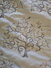 Upholstery Drapery Fabric Tree Of Life Embroidery 6.5 Yds X 58″ Sage Green HQ