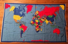 World Map By Fabric Traditions 59” X 35” Vintage 1999 fabric panel