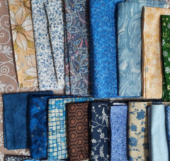 Lot of 65+ Fabric Pieces Stash Builder Fat Quarters & Larger Pieces Blues