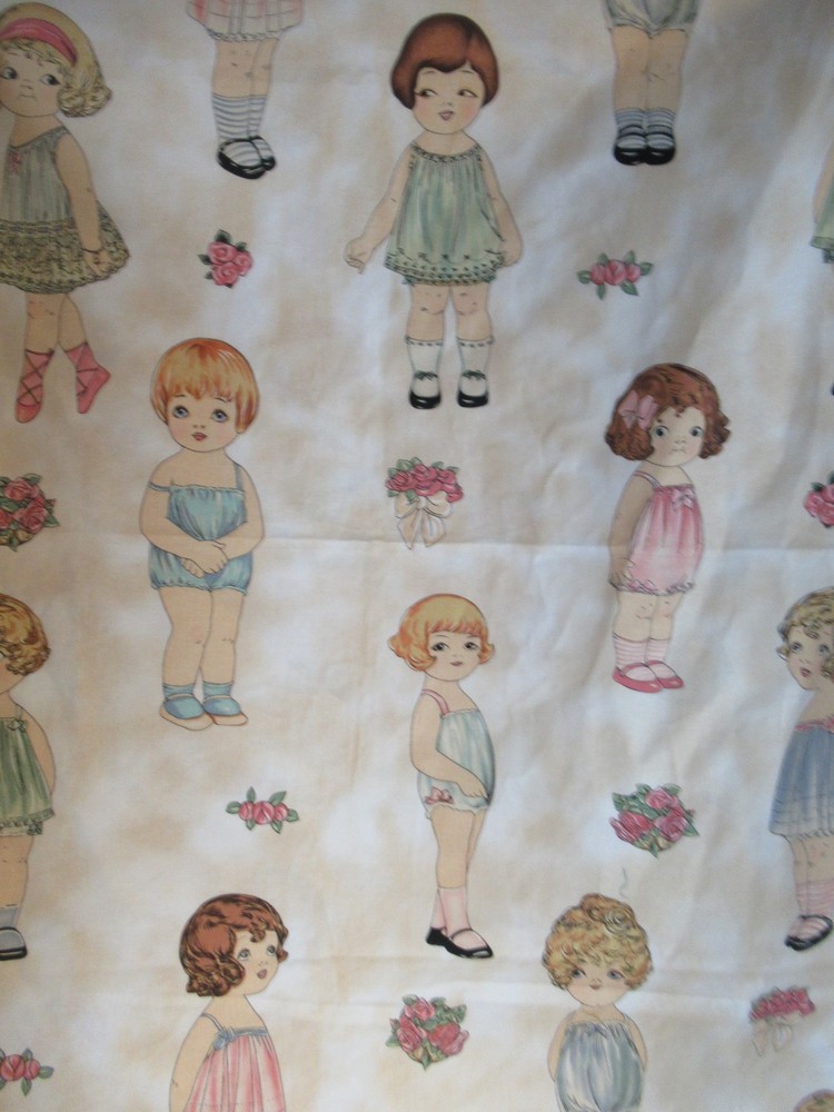“Paper Dolls ” By Sheryl Rae Marquez Windham Fabric Cotton VTG. RARE 1YX44″W