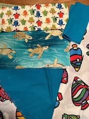 Sea Creatures Turtles Fish Aquatic Ocean Cotton Fabrics 3 Prints 1 Solid Aqua