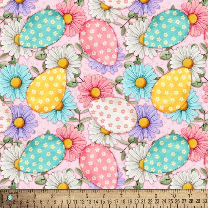 Spring Eggs Easter Cotton Fabric
