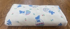 1 Yd Vintage White Corduroy Fabric Bear Balloon Blue Polka Dot Star 57W Juvenile