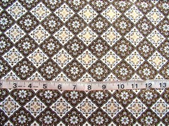 1 yd Cotton Fabric Medallions in Metallic Gold, Black, White & Cream