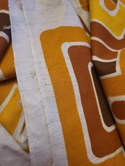 Vtg 60s 70s Geometric Op-art Fabric Woven Linen Blend ? MCM 47×82