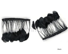 Duck Quill Feathers on Satin Ribbon Trimming Braid, 14cms Deep, Craft Neotrims