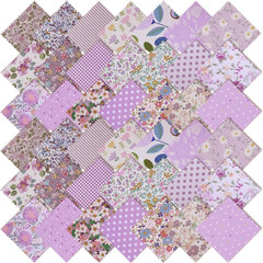 42Pcs Purple Charm Packs for Quilting, 5×5 Inch Floral Cotton Purple Fabric Squa