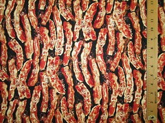 Bacon Strips Stacked Bacon Snacks Food Cotton Fabric FQ