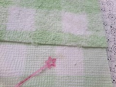 cuddly green gingham vtg terry chenille fabric soft cotton blend 19×25″