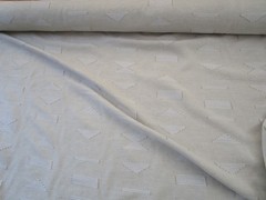 Beige Linen White Tan embroidered lines 129″ Wide Curtain Bedding fabric BTyd