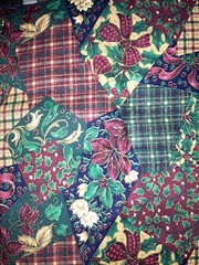 New Cotton Fabric Christmas Remnant Burgundy Green 2 pieces each 36″W X 12″L
