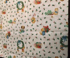 VTG Spring Mills Hallmark Christmas Critters Baby Animals Allover Toss BTFQ