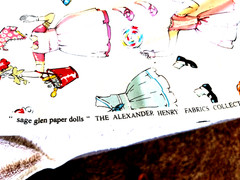 Alexander Henry Fabric Sage Glenn Paper Dolls 2003 white 2 Yards +, unwashed