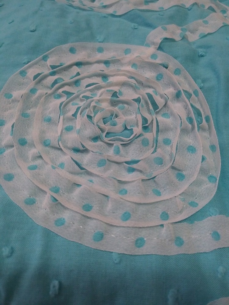 1 yard 54″ wide Specialty Fabric – Cotton w/ Embroidered Ribbon – retail $24.99