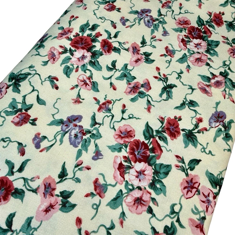 VTG Waverly Fairhaven Bright Floral Fabric 6.5 Sq Yards Cotton Cottage Shabby