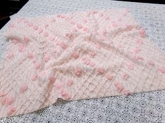 Blush Pink White Vtg Chenille Bedspread Fabric 18×24″ Geometric Diamond Puffs