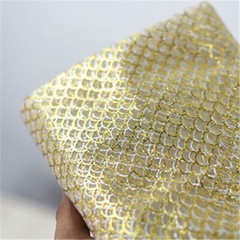 Gold Print Fish Scale Mesh Fabric Costume Clothes Dress Curtain Background Decor