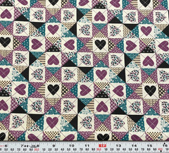 VTG 1992 Fabric Traditions Heart Cheater Quilt Cotton Fabric Remnant 9″ x 43″
