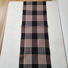 Futon Side Fabric Grid Pattern Black Red Brown 34cm W x 165cm L Cotton