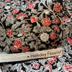 Holiday Flourish Japan Kaufman Christmas Floral Cotton Quilting Fabric Metallic