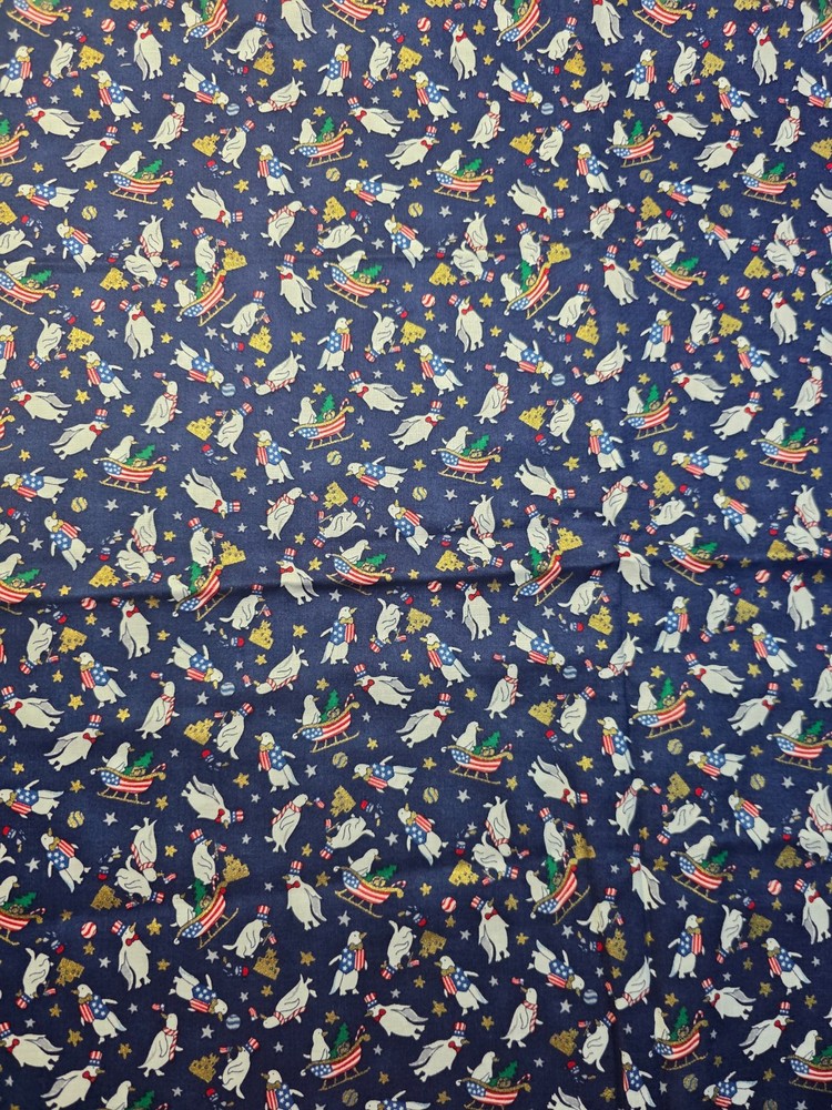 PATRIOTIC SCATTERED PENGUINS MADE FOR JOANN STORES COTTON FABRIC 3/4 YD G7