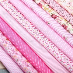 Boao 10 Pieces 20 x 20 Inch Cotton Fabric Quilting Floral Patchwork Pink