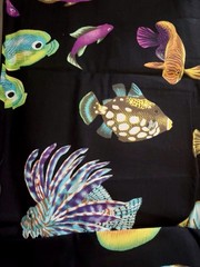 VTG Brigh Multicolored Tropical Fish on Black by Springs Industries BTHY