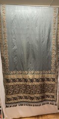 Exquisite Floral & Paisley Border Silk Sari Sage Green 5.5 In Length 44″ Wide