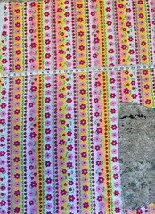 Cotton Blend Fabric 62” Long Pink Yellow Green Floral Home Decor Sewing