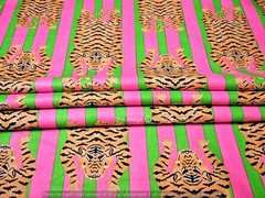 100% Cotton Fabric Sewing Indian Tiger Animal Print Sanganeri Running Craft Art