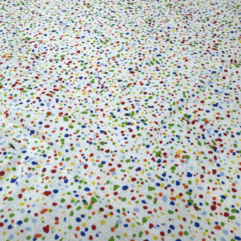 Green Red Blue Yellow Confetti Spatter on White Cotton Fabric BTHY #61
