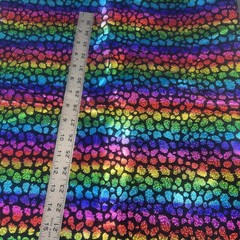 Rainbow Holographic Leopard Fabric 44×72 Glitter Foil Rave Dance Cosplay Shiny