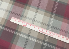 Large Scale Plaid Cotton Upholstery Fabric Tan Red Sage Green BTY #61