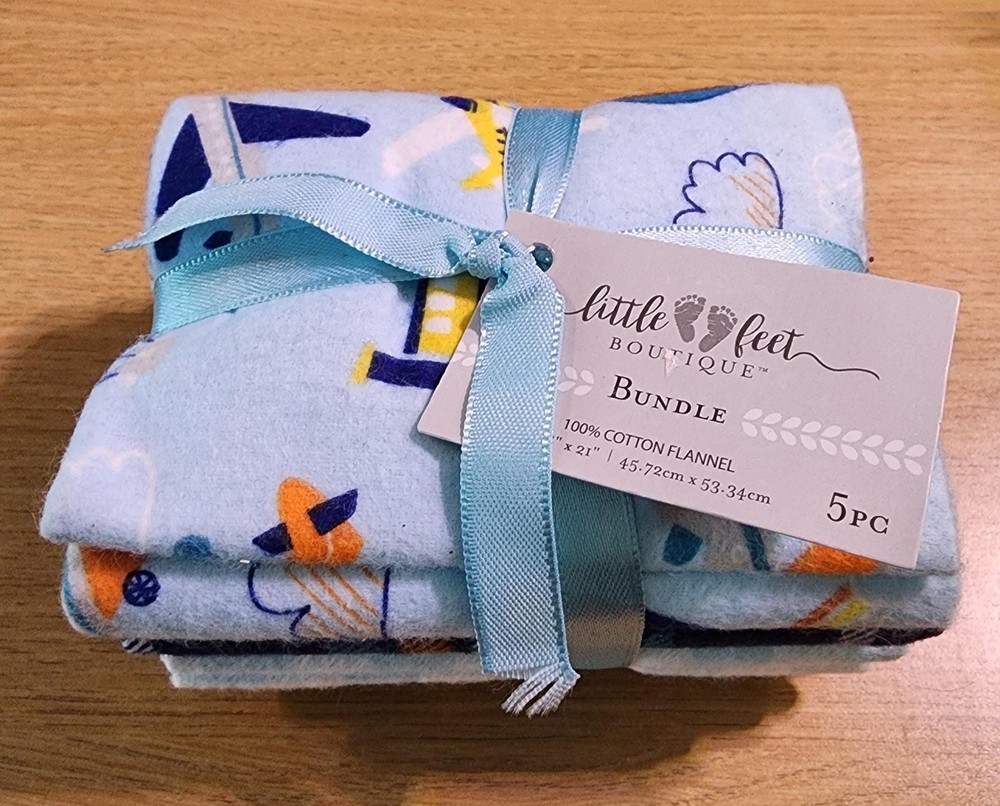 Fabric editions little feet boutique flannel 5pc bundle, adventure awaits theme
