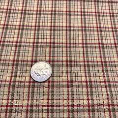 Homespun Plaid Fabric Woven Cotton Tan Red Green Earth Tones 57×36