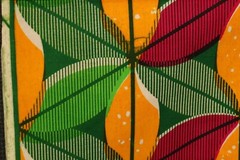 108″L x 44″W HiTarget Fabric Veritable Guaranteed Wax Block Print Orange Flowers