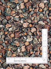 Rocks Pebbles Stones Fabric 26″ Length Open Air Brown Gray Nature Cotton by QT