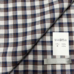 Luxury shirt fabric Stormtex 55% Linen, 45% Cotton, brown check 180cm