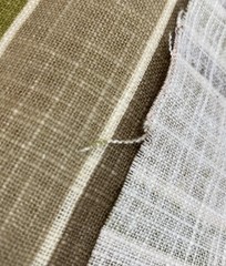 2010 Microfibres Linen Blend Green Brown Cream Stripe Upholstery Fabric BTY #13