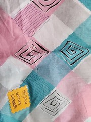 2x 40s 50s Geometric Colorblock Cotton Sewing Fabric 33″ X 1.9. & 1.6yds FLAWS