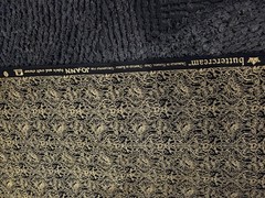 42 x 73 Black and Metallic Gold Floral Damask Fabric Buttercream for JOANN