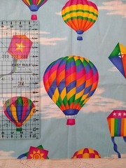 Vintage Cranston Hot Air Balloons & Kites Blue Cotton Fabric BTHY 18×45″