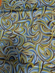 Fabric Vintage 36 in W 1960’s Groovy Pattern Green/Blue/Black/ Metallic 1.5 +yd