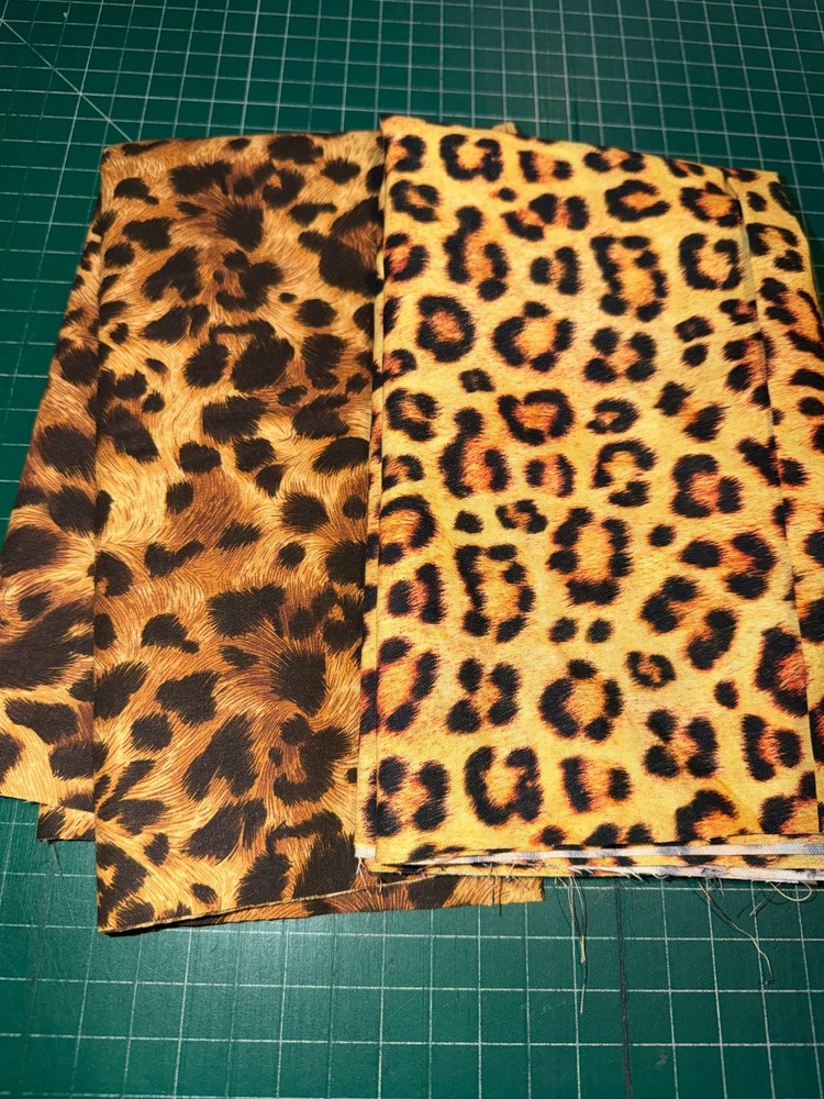 HALF YARD 100% cotton fabric by the HALF yard 18 x 44 Animal Cheetah print 2 pc