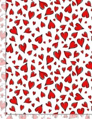 Valentine’s Day Fabric | Bonjour Red Heart Toss White | Timeless Treasures YARD