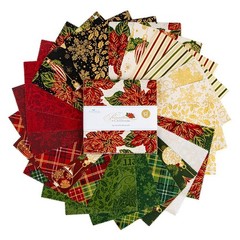 Poinsettias At Christmas 5″ x 5″ Cotton Squares $3.99 Ships ANY Amount Of Fabric