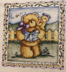 Vintage Dianna Marcum~Beatitude Bears Fabric~Religious~18 Quilt Blocks~6 1/2″ sq